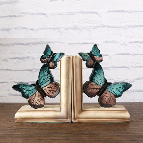 Vintage Resin Bookend Sculptures – Artistic Decorative Ornaments - Butterflies - 