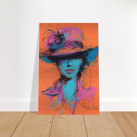 Vivid Allure: Neon Fashion Portrait | Contemporary Abstract Portrait | Wall art print - Brushed Aluminum Print - 30x45 cm / 12x18″ - 