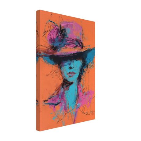 Vivid Allure: Neon Fashion Portrait | Contemporary Abstract Portrait | Wall art print - Canvas - 30x45 cm / 12x18″ - 