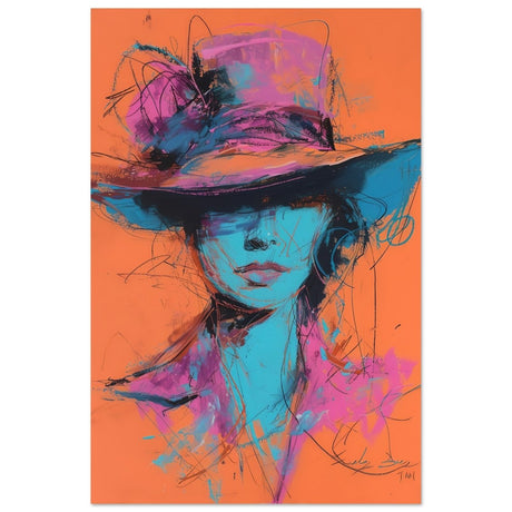Vivid Allure: Neon Fashion Portrait | Contemporary Abstract Portrait | Wall art print - Aluminum Print - 60x90 cm / 24x36″ - 