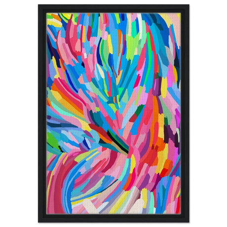 Vivid Energy: The Spectrum of Expression | Abstract Expressionism wall art print - 40x60 cm / 16x24″ - Framed Canvas - Black frame