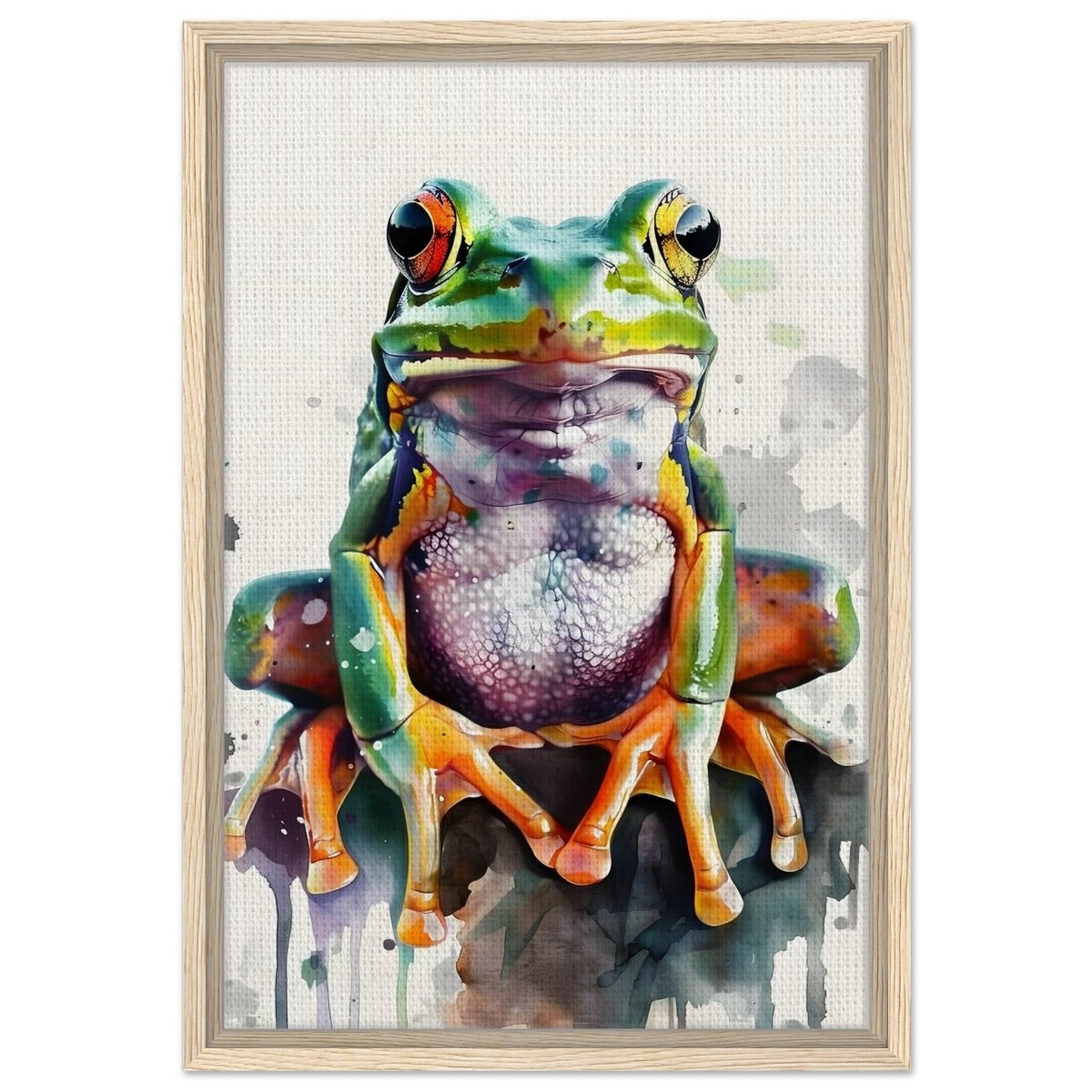 Vivid Leap | Modern watercolor - inspired digital art - 40x60 cm / 16x24″ - Framed Canvas - Wood frame
