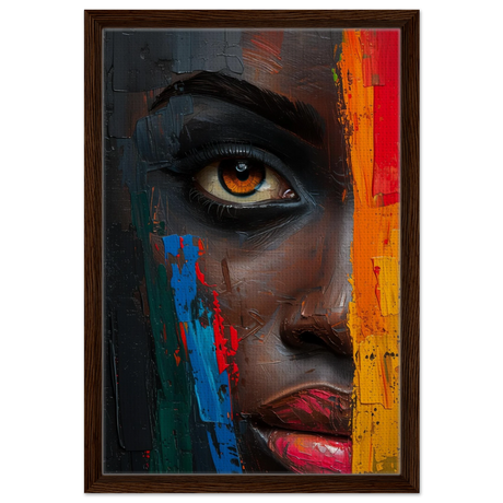 "Vivid Reflections" – Contemporary Abstract Portrait Art | Wall art Print - Framed Canvas - 40x60 cm / 16x24″ - Dark wood frame