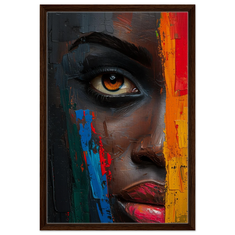 "Vivid Reflections" – Contemporary Abstract Portrait Art | Wall art Print - Framed Canvas - 50x75 cm / 20x30″ - Dark wood frame