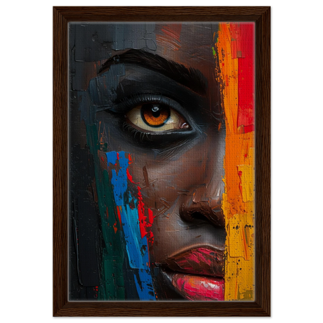 "Vivid Reflections" – Contemporary Abstract Portrait Art | Wall art Print - Framed Canvas - 30x45 cm / 12x18″ - Dark wood frame