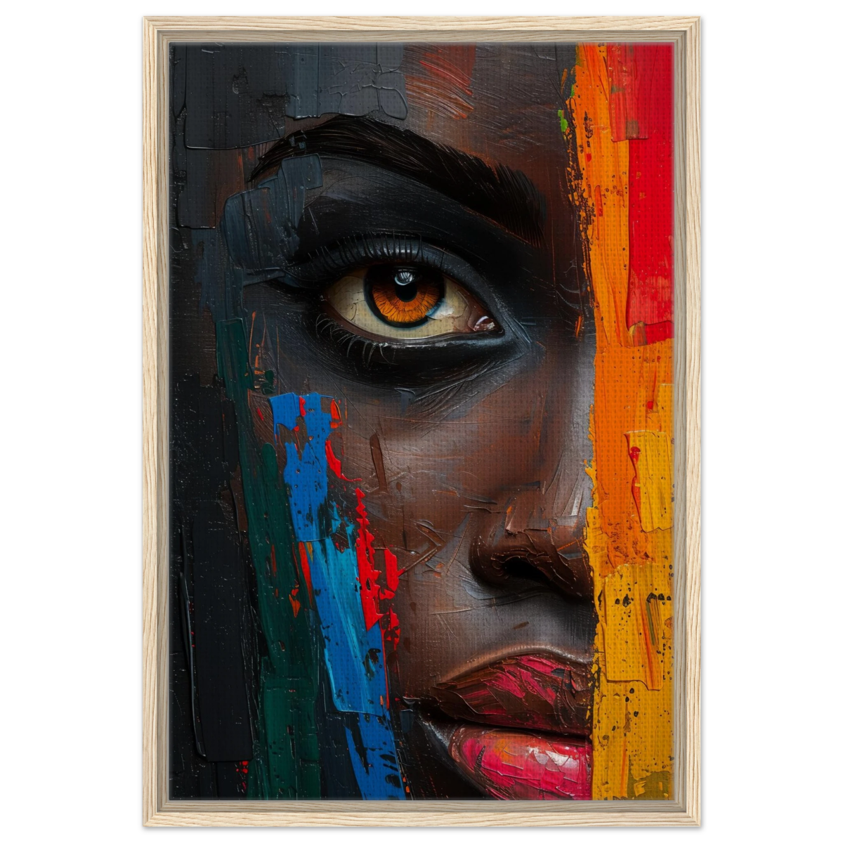 "Vivid Reflections" – Contemporary Abstract Portrait Art | Wall art Print - Framed Canvas - 50x75 cm / 20x30″ - Wood frame