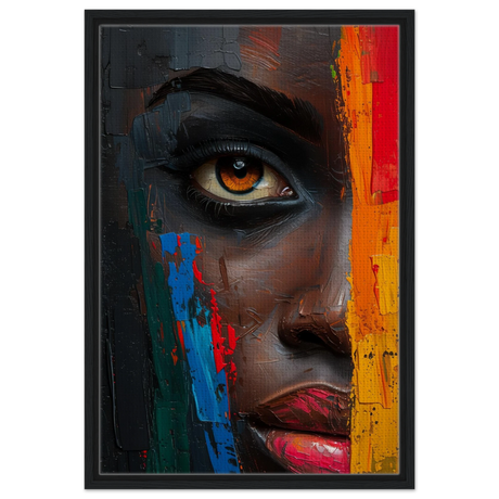 "Vivid Reflections" – Contemporary Abstract Portrait Art | Wall art Print - Framed Canvas - 50x75 cm / 20x30″ - Black frame