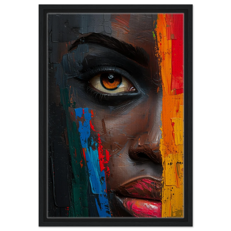 "Vivid Reflections" – Contemporary Abstract Portrait Art | Wall art Print - Framed Canvas - 40x60 cm / 16x24″ - Black frame