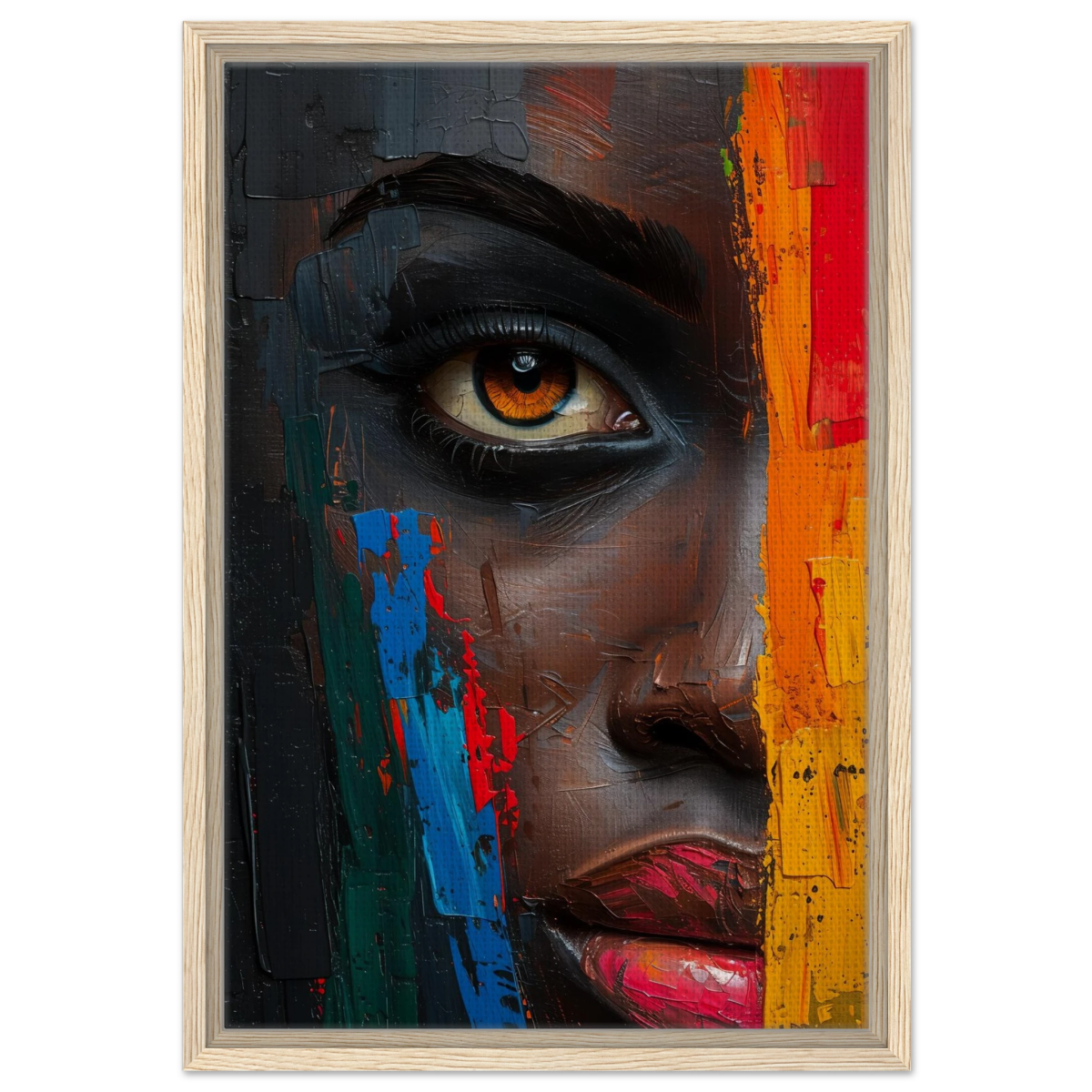 "Vivid Reflections" – Contemporary Abstract Portrait Art | Wall art Print - Framed Canvas - 40x60 cm / 16x24″ - Wood frame
