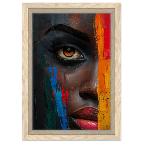 "Vivid Reflections" – Contemporary Abstract Portrait Art | Wall art Print - Framed Canvas - 20x30 cm / 8x12″ - Wood frame