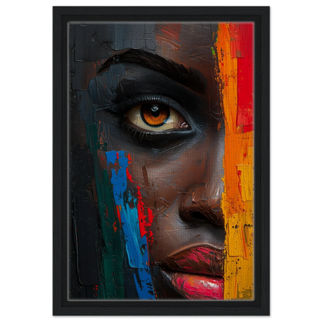 "Vivid Reflections" – Contemporary Abstract Portrait Art | Wall art Print - Framed Canvas - 30x45 cm / 12x18″ - Black frame