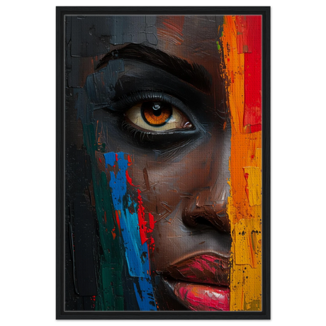 "Vivid Reflections" – Contemporary Abstract Portrait Art | Wall art Print - Framed Canvas - 60x90 cm / 24x36″ - Black frame
