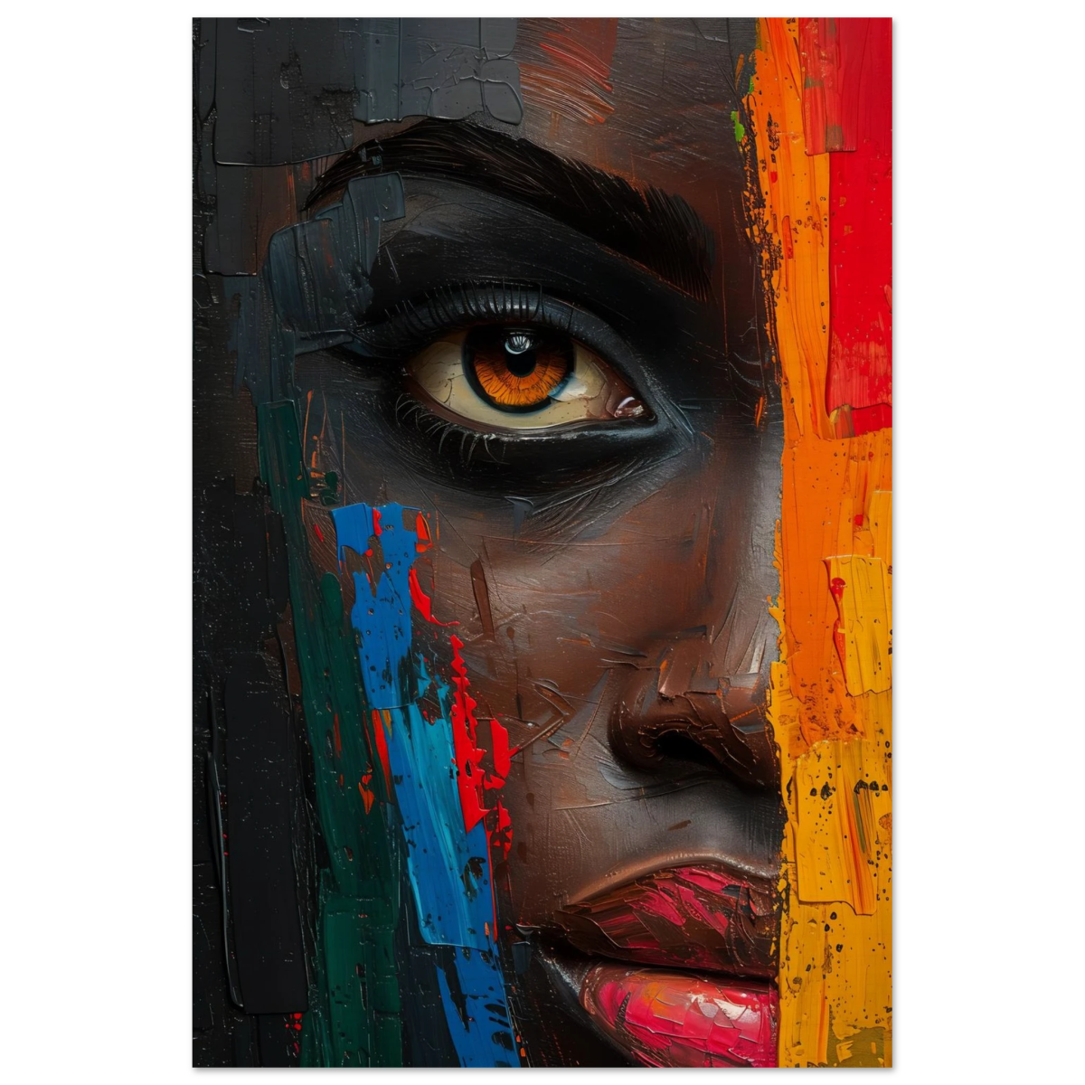 "Vivid Reflections" – Contemporary Abstract Portrait Art | Wall art Print - Wood Prints - 30x45 cm / 12x18″ - 