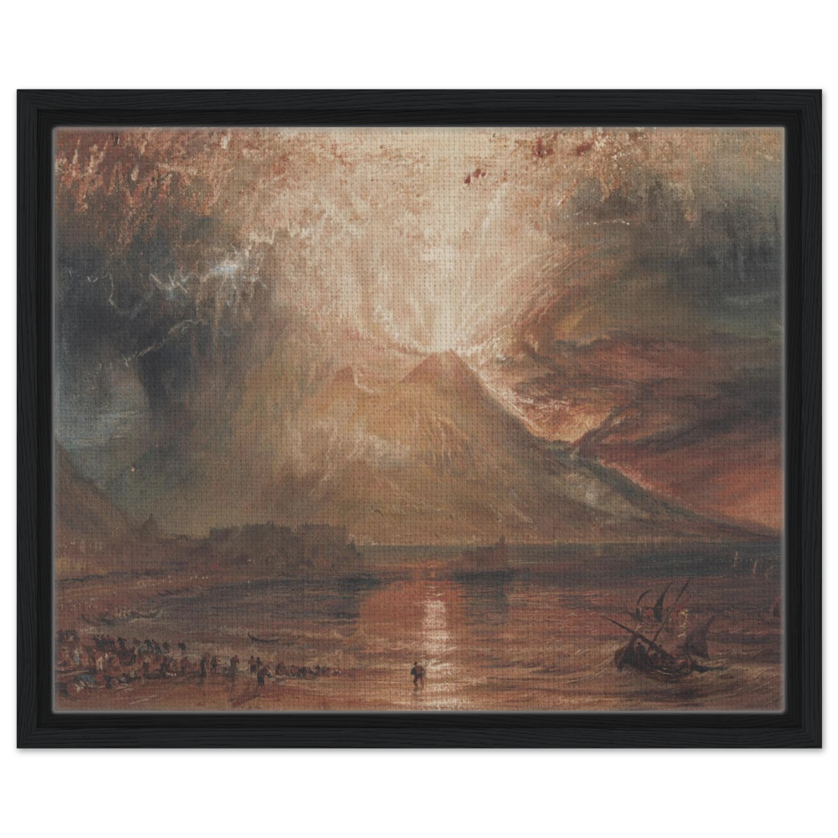 "Volcanic" – Romantic Eruption Wall Art Print Inspired by Vesuvius - Framed Canvas - 40x50 cm / 16x20″ - Black frame