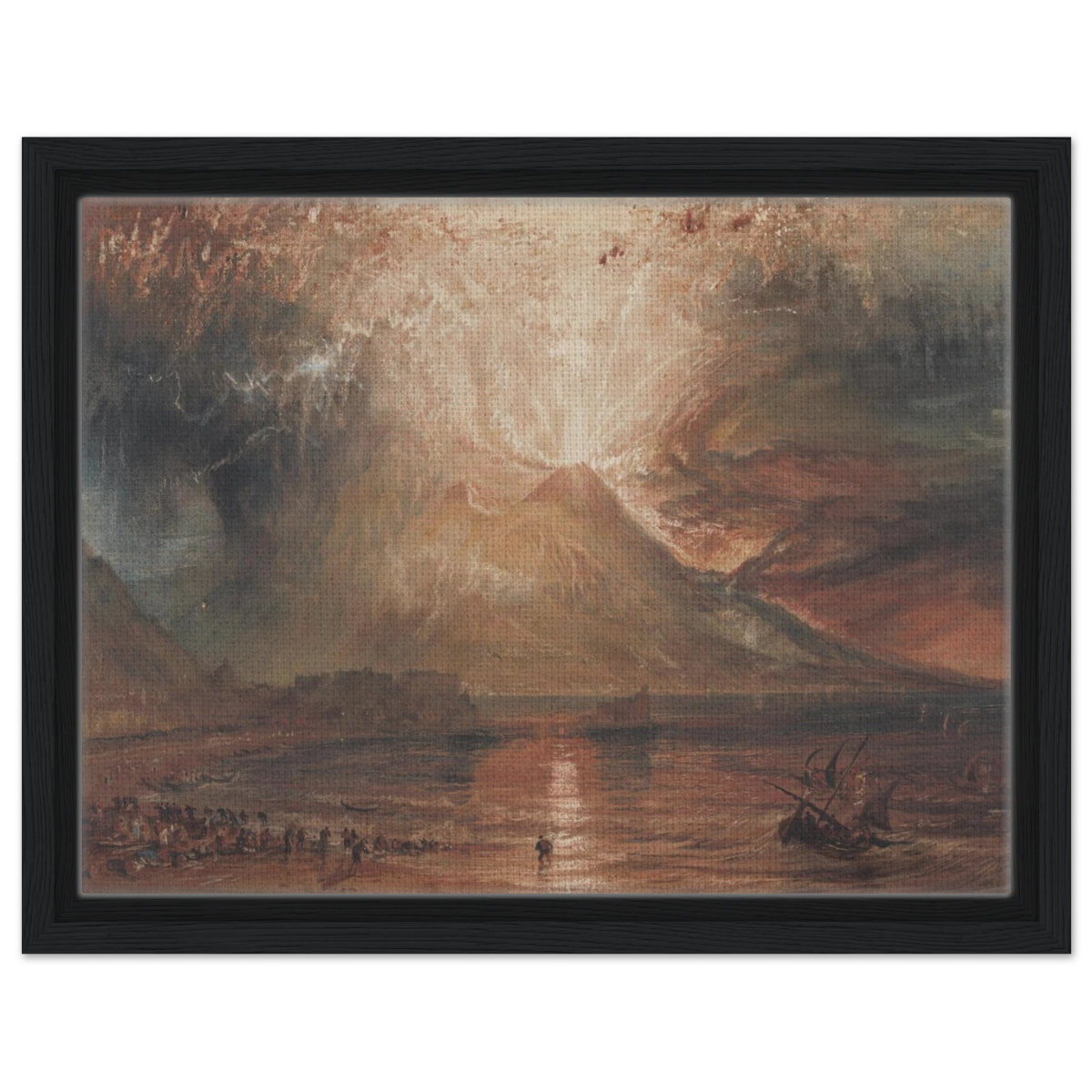 "Volcanic" – Romantic Eruption Wall Art Print Inspired by Vesuvius - Framed Canvas - 30x40 cm / 12x16″ - Black frame