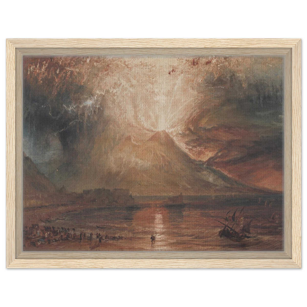 "Volcanic" – Romantic Eruption Wall Art Print Inspired by Vesuvius - Framed Canvas - 30x40 cm / 12x16″ - Wood frame