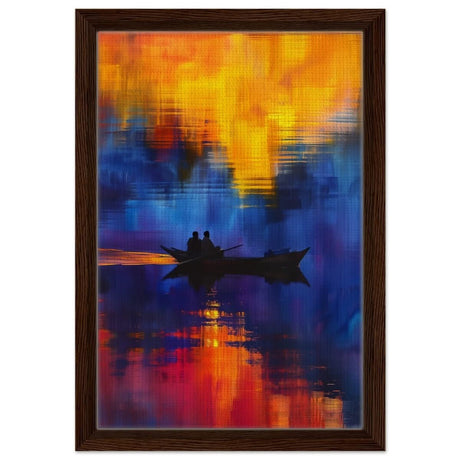 Voyage into the Light | Abstract wall art print - Framed Canvas - 30x45 cm / 12x18″ - Dark wood frame