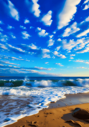 Waves of Serenity and Sky V02 | Travel Collection wall art print | Beaches and Sea - Acrylic Print - 30x45 cm / 12x18″ - 