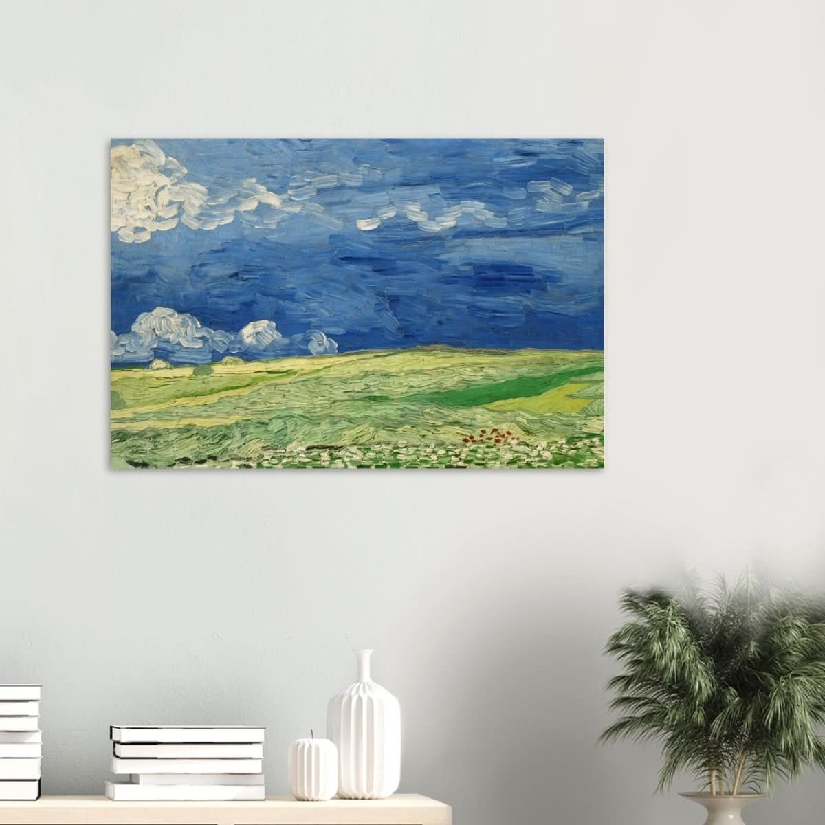 Wheatfield Under Thunderclouds by Vincent van Gogh - Wood Prints - 60x90 cm / 24x36″ - 20 mm