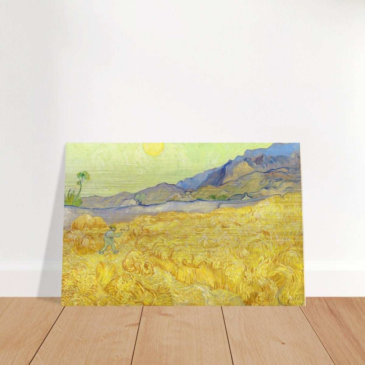 Wheatfield with Reaper by Vincent Van Gogh - Brushed Aluminum Print - 30x45 cm / 12x18″ - 