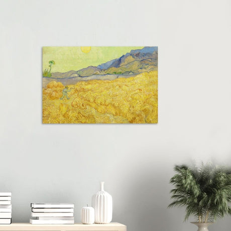 Wheatfield with Reaper by Vincent Van Gogh - Wood Prints - 50x75 cm / 20x30″ - 20 mm