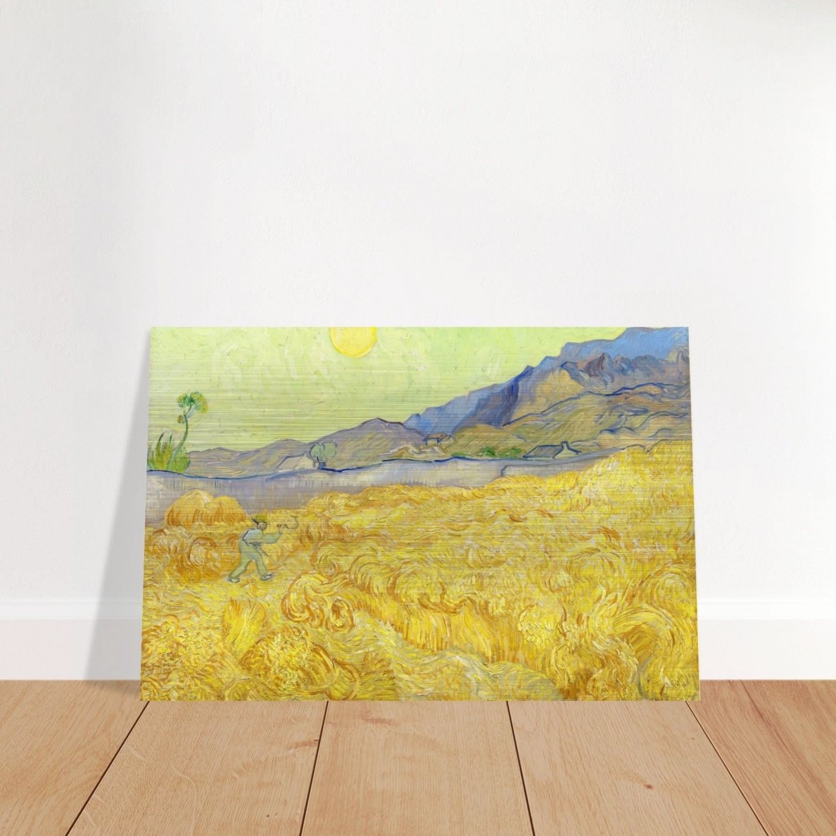 Wheatfield with Reaper by Vincent Van Gogh - Brushed Aluminum Print - 50x75 cm / 20x30″ - 