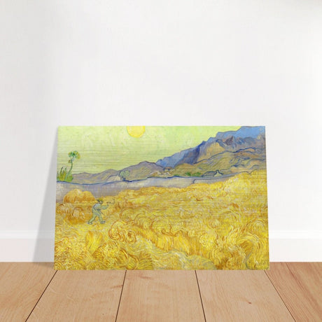 Wheatfield with Reaper by Vincent Van Gogh - Brushed Aluminum Print - 50x75 cm / 20x30″ - 