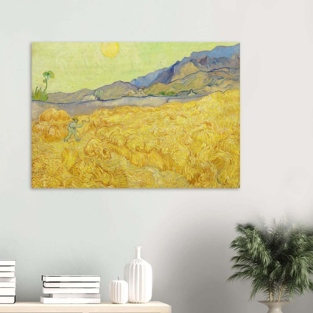 Wheatfield with Reaper by Vincent Van Gogh - Wood Prints - 70x100 cm / 28x40″ - 10 mm
