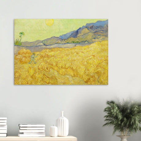 Wheatfield with Reaper by Vincent Van Gogh - Wood Prints - 70x100 cm / 28x40″ - 10 mm