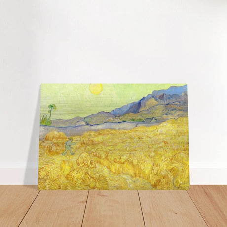 Wheatfield with Reaper by Vincent Van Gogh - Brushed Aluminum Print - 70x100 cm / 28x40″ - 