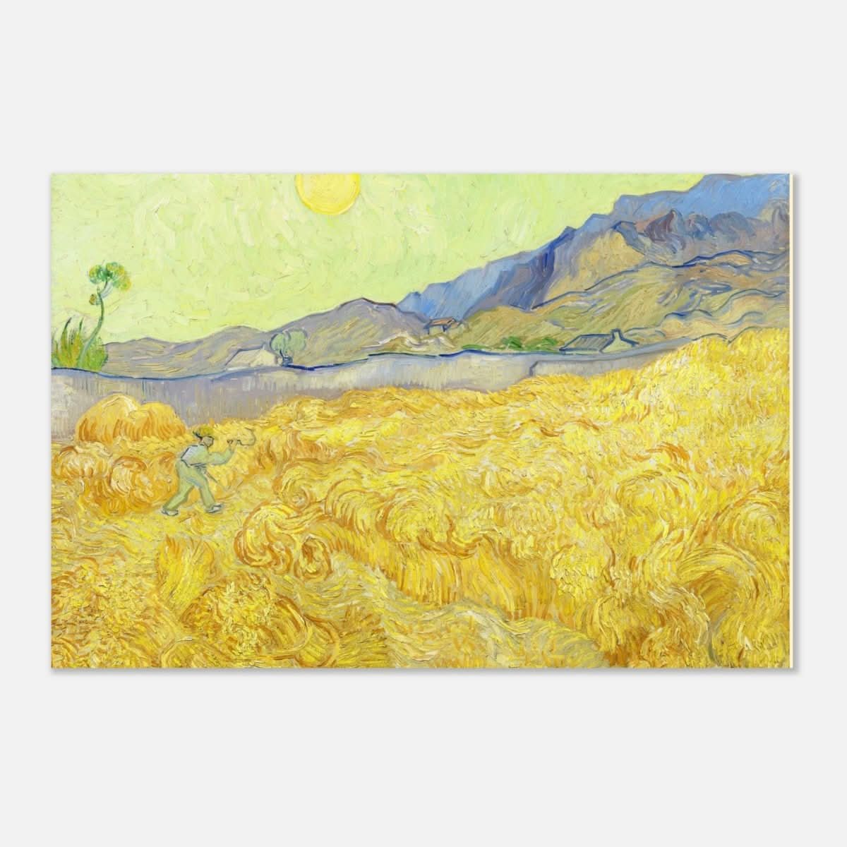 Wheatfield with Reaper by Vincent Van Gogh - Aluminum Print - 30x45 cm / 12x18″ - 