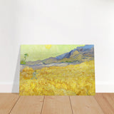 Wheatfield with Reaper by Vincent Van Gogh - Brushed Aluminum Print - 60x90 cm / 24x36″ - 