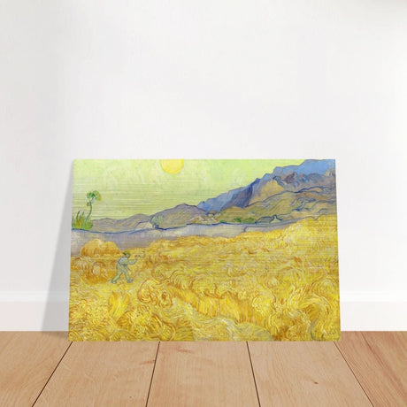 Wheatfield with Reaper by Vincent Van Gogh - Brushed Aluminum Print - 60x90 cm / 24x36″ - 