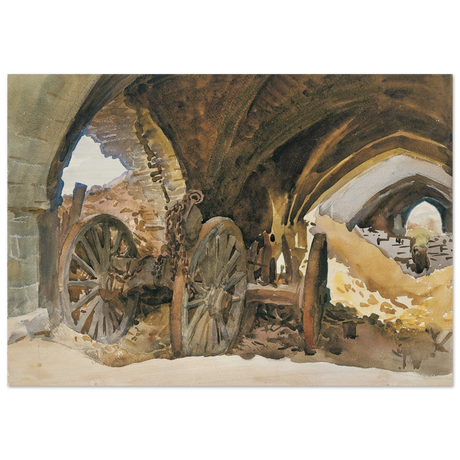 "Wheels in Vault" by John Singer Sargent – Industrial Impressionist Wall Art Print - Wood Prints - 70x100 cm / 28x40″ - 