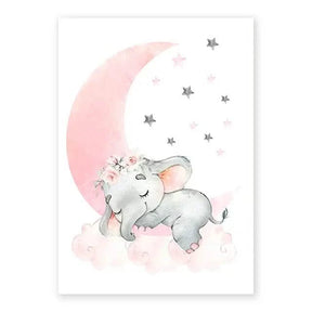 Whimsical Dreams – Pink Wall Art Canvas wall art Ballerina Girl Unicorn Butterfly Kids Room Decor Nursery Poster Pictures Wall Decor - 20x30cm No Frame - Dreamy Elephant - 
