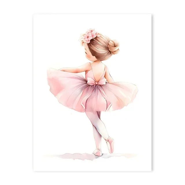 Whimsical Dreams – Pink Wall Art Canvas wall art Ballerina Girl Unicorn Butterfly Kids Room Decor Nursery Poster Pictures Wall Decor - 30x40cm No Frame - Petite Ballerina - 