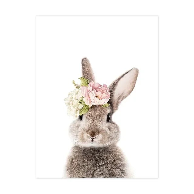 Whimsical Dreams – Pink Wall Art Canvas wall art Ballerina Girl Unicorn Butterfly Kids Room Decor Nursery Poster Pictures Wall Decor - 60 x90cm No Frame - Floral Bunny Bliss - 