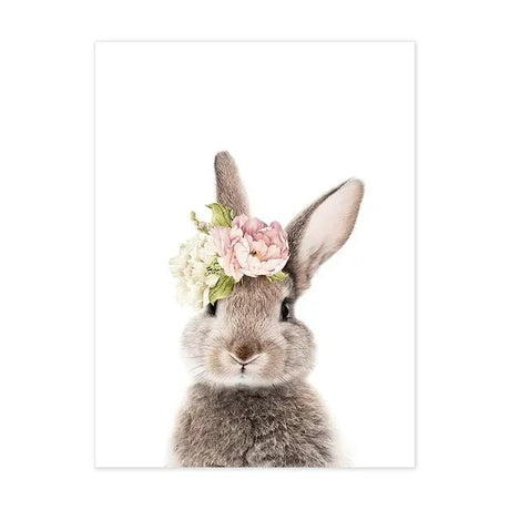 Whimsical Dreams – Pink Wall Art Canvas wall art Ballerina Girl Unicorn Butterfly Kids Room Decor Nursery Poster Pictures Wall Decor - 60 x90cm No Frame - Floral Bunny Bliss - 
