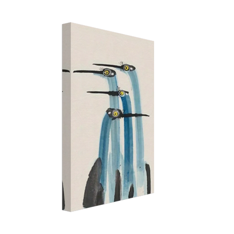 Whimsical Flight – Abstract Watercolor Herons | Wall art Print - Canvas - 20x30 cm / 8x12″ - 