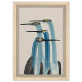 Whimsical Flight – Abstract Watercolor Herons | Wall art Print - Framed Canvas - 20x30 cm / 8x12″ - Wood frame