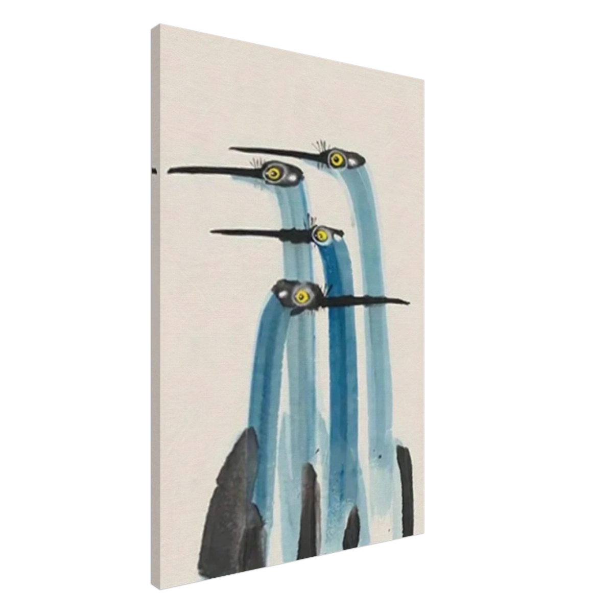 Whimsical Flight – Abstract Watercolor Herons | Wall art Print - Canvas - 60x90 cm / 24x36″ - 