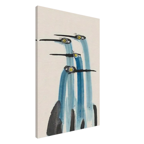 Whimsical Flight – Abstract Watercolor Herons | Wall art Print - Canvas - 60x90 cm / 24x36″ - 