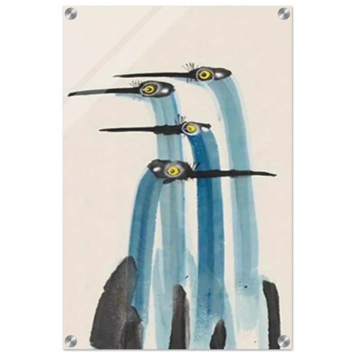 Whimsical Flight – Abstract Watercolor Herons | Wall art Print - Acrylic Print - 40x60 cm / 16x24″ - 