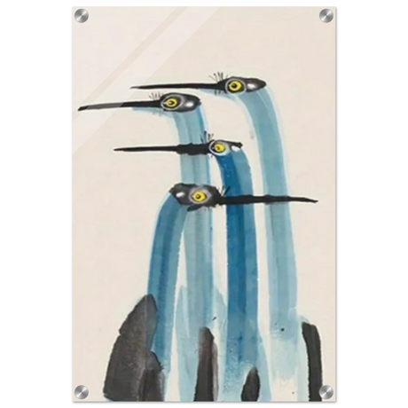 Whimsical Flight – Abstract Watercolor Herons | Wall art Print - Acrylic Print - 40x60 cm / 16x24″ - 