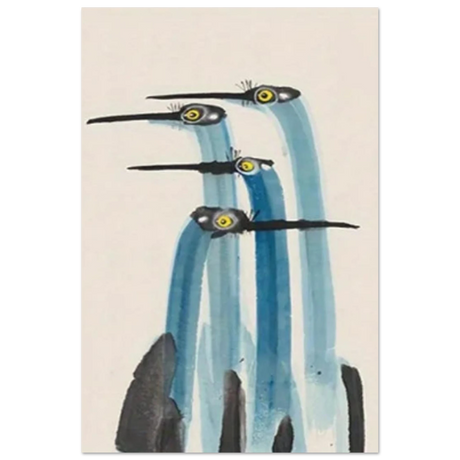 Whimsical Flight – Abstract Watercolor Herons | Wall art Print - Fine Art Poster - 60x90 cm / 24x36″ - 