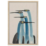 Whimsical Flight – Abstract Watercolor Herons | Wall art Print - Framed Canvas - 50x75 cm / 20x30″ - Wood frame