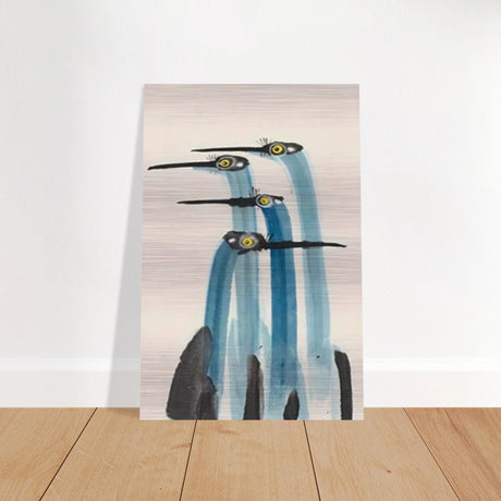 Whimsical Flight – Abstract Watercolor Herons | Wall art Print - Brushed Aluminum Print - 50x75 cm / 20x30″ - 