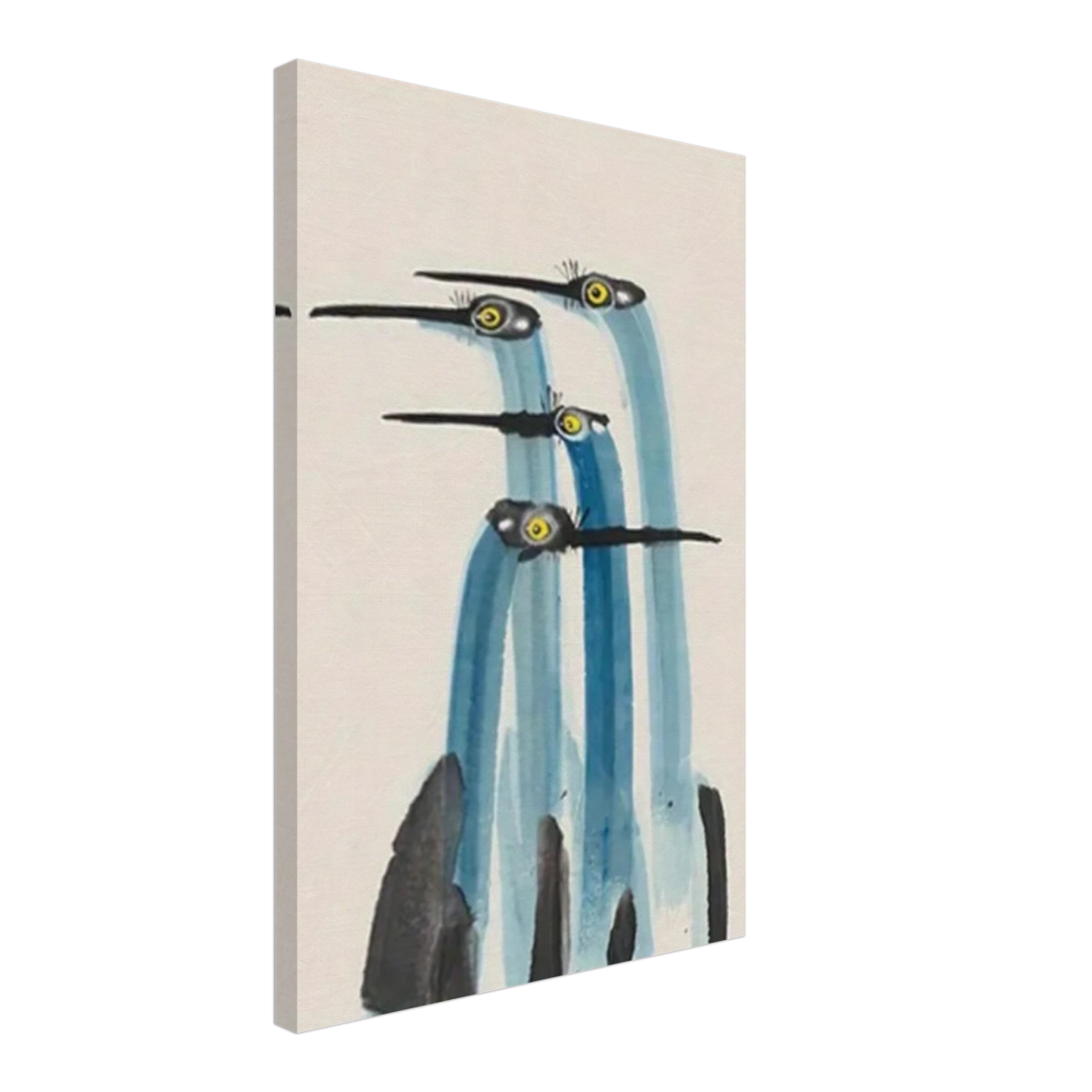 Whimsical Flight – Abstract Watercolor Herons | Wall art Print - Canvas - 40x60 cm / 16x24″ - 