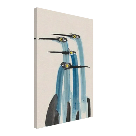 Whimsical Flight – Abstract Watercolor Herons | Wall art Print - Canvas - 40x60 cm / 16x24″ - 
