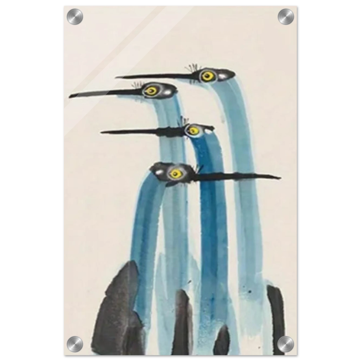 Whimsical Flight – Abstract Watercolor Herons | Wall art Print - Acrylic Print - 30x45 cm / 12x18″ - 